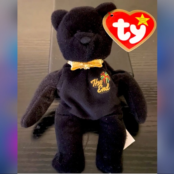 Retired Ty Teenie Beanie Baby The End Bear With Tag Errors